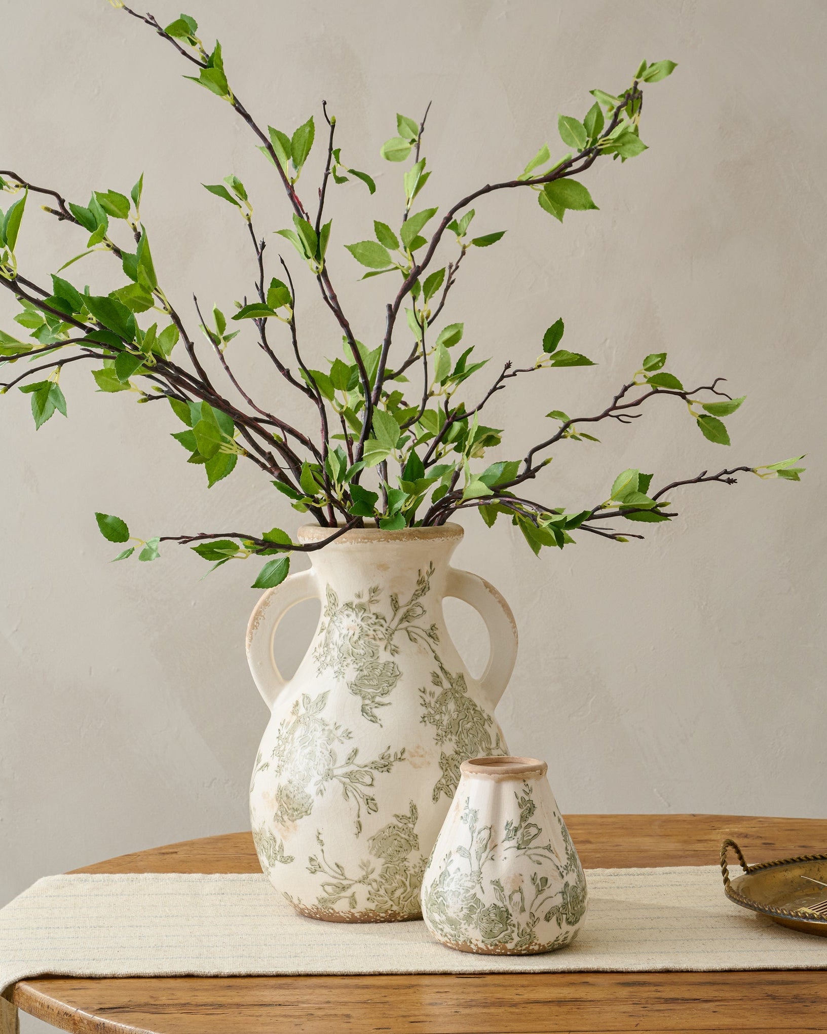 Fluted Green and White Distressed Vase - Image 6