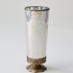 Scalloped Brass and Mercury Glass Vessel